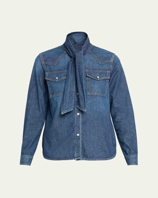 Ranchers Daughter Denim Tie-Neck Shirt